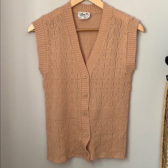 Vintage Sweaters - Delicate Knit Vintage Cardigan Sweater Vest Size S